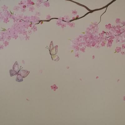 Wandbild Kirschbaumblüte Detailansicht