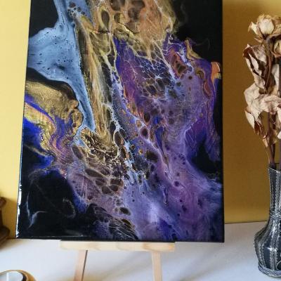 Pouringbild mit Epoxidharzversiegelung 30x40cm € 220,-