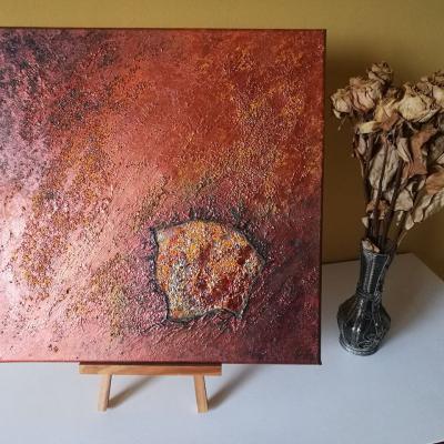 abstraktes Acrylbild in Kupfer 40x40cm € 250,-