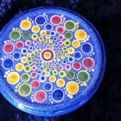 Mandalagläser Deckel blau-bunt