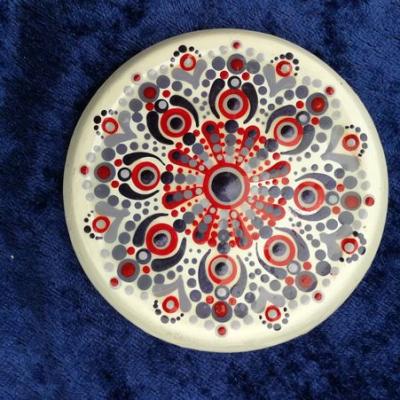Mandalagläser Deckel weiß-rot-schwarz