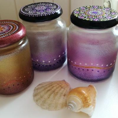 Mandalagläser kupfer, violett und magenta