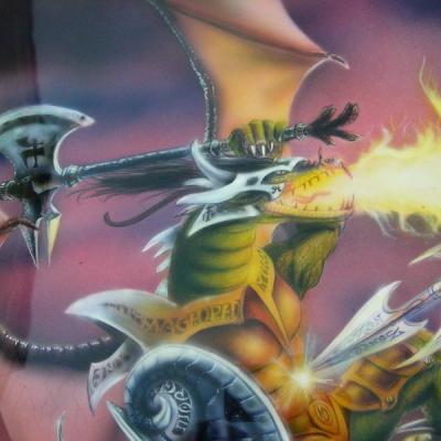 Motorhaube Drachen Detailansicht 1